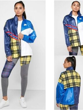 Nike Sportswear Multicolor Plaid Woven Jacket Size Small
